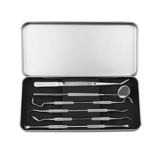 JAYWAYNE Dental Tools Teeth Cleaning Tools Kit 6 Pcs Dental Care Kit Stainless Steel Dental Pick Tartar Remover Tool for Home, Dental Office, Personal Oral Care - Storage Case Included