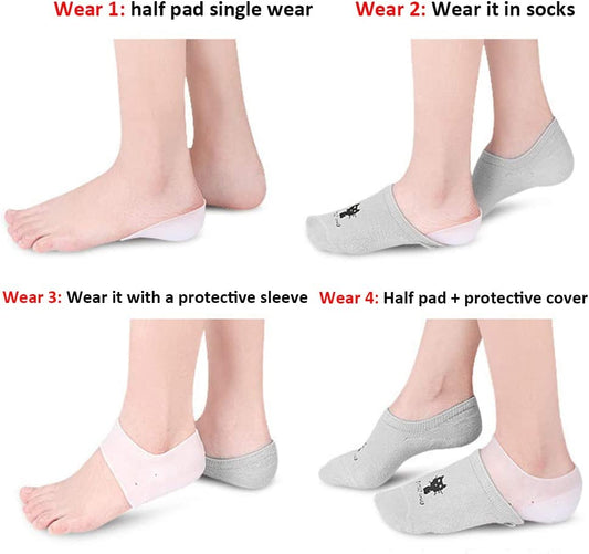 Dr.pedi 2.5cm Clear Silicone Heel Lifts for Height Increase - Invisible Shoe Inserts for Men & Women, Comfortable & Discreet Lift Insoles (1 Pair, 2.5cm/1 inch)