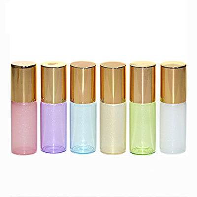 JAYWAYNE 6-Pack 5ml Rollerball Bottles with Gold Caps - Refillable Essential Oil Bottles for DIY Perfume, Aromatherapy, Skincare (6 Colors)