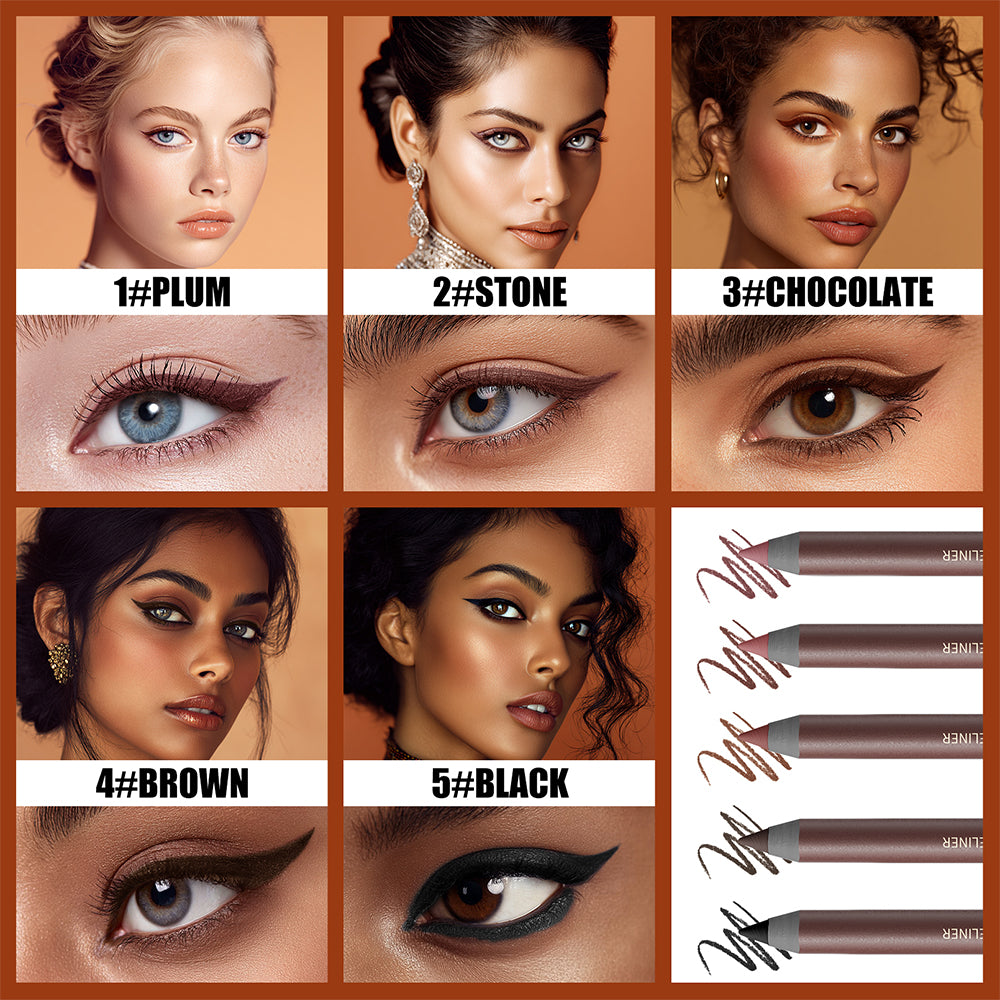 Dr.pedi Eyebrow Pencil 5-Pack - Chocolate Brown Waterproof Slim Twist-Up Eyebrow Pencil with Built-in Brush & Sharpener, Natural Long-Lasting JAYWAYNE Makeup Kit for Women