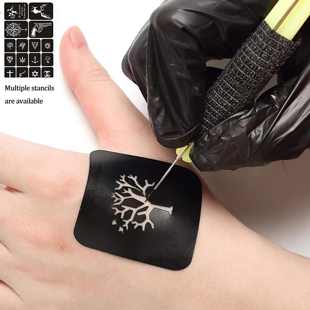 Jaywayne Stick and Poke Tattoo Kit,Tattoo Kit with 10 PCS Tattoo Needles,Hand Poke Tattoo Supplies Kit with Tattoo Practice Skins Cohesive Bandage DIY Hand Poke Pen