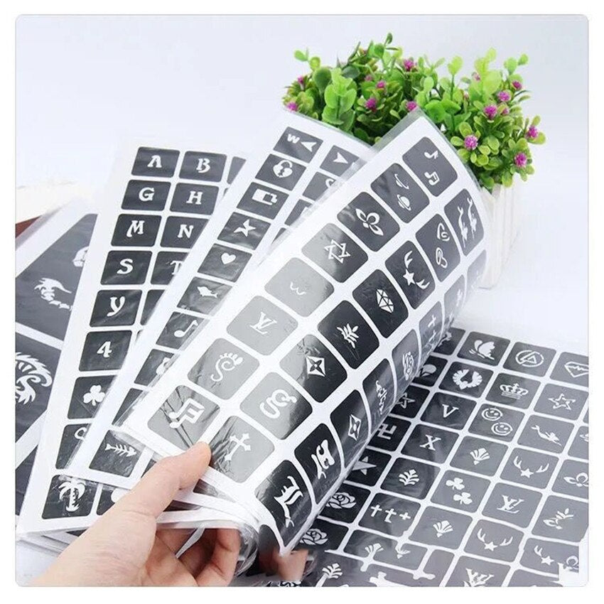 Temporary Tattoo Stencils For Body Art Henna Templates Stickers Glitter Tattoo Templates Book For Painting Drawing Airbrush Painting