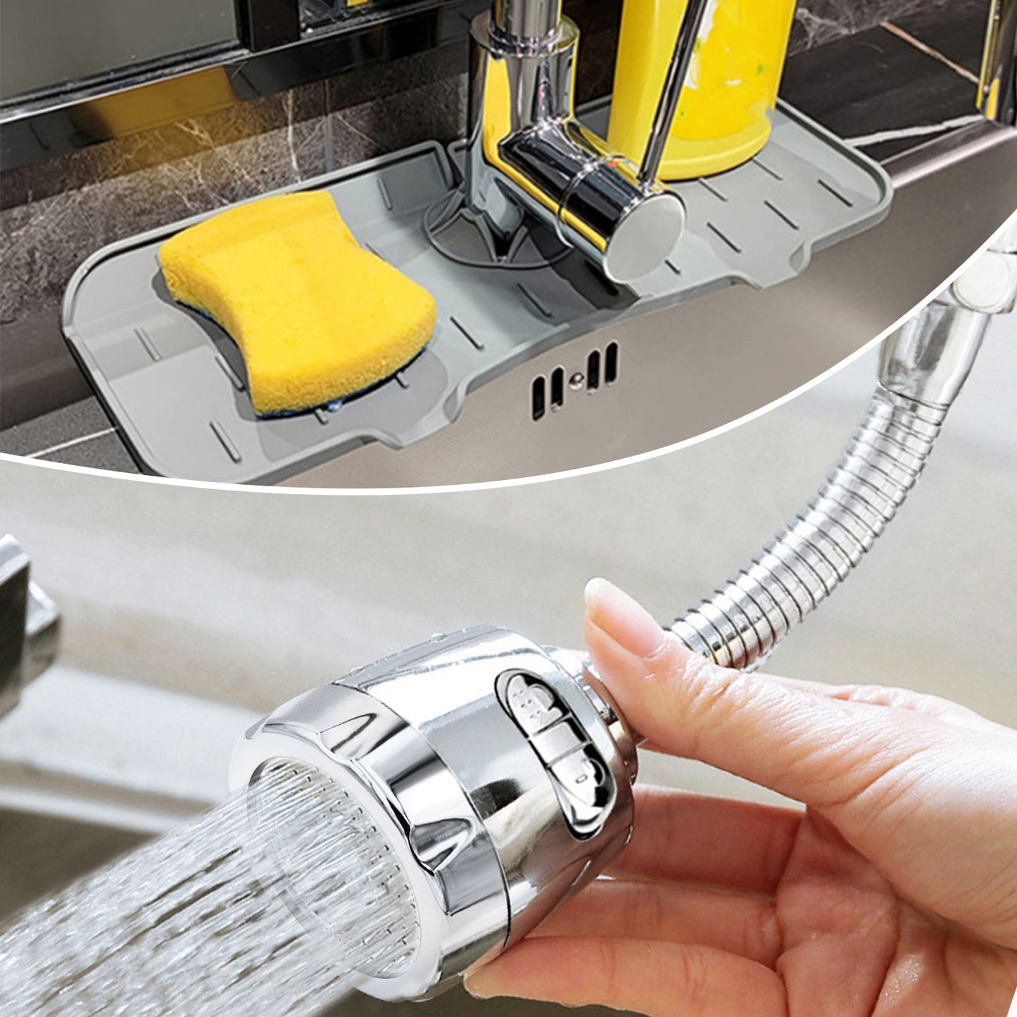 JAYWAYNE Kitchen Faucet Sprayer Attachment, Movable Faucet Extender for Kitchen Sink, 360° Rotatable Sink Faucet Head Anti-Splash Tap Booster Shower and Water Saving Faucet for Kitchen