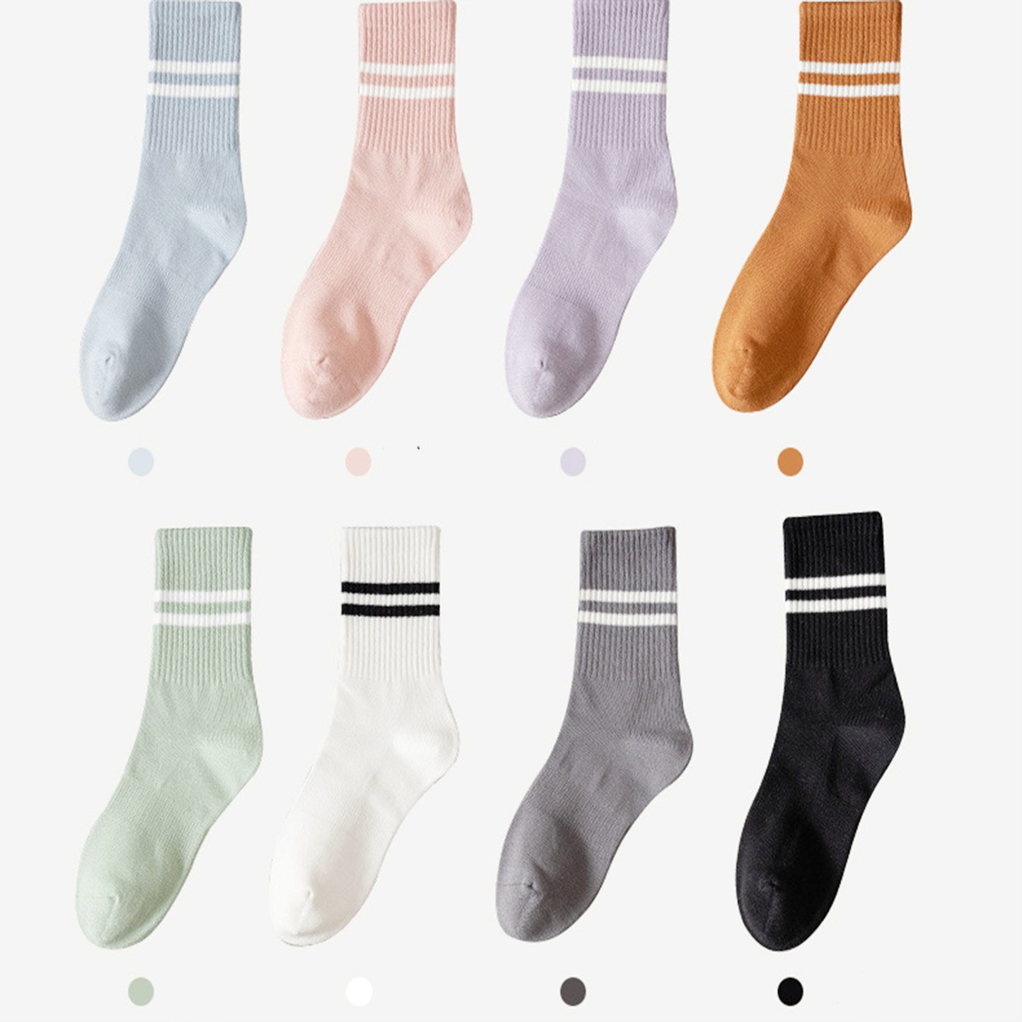 Dr.pedi 8 Pairs Non-Slip Grip Socks for Women, Crew Yoga Pilates Socks with Arch Support, Traction Workout Socks for Barre, Ballet, Hospital, Home