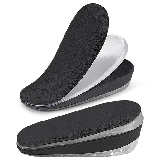 JAYWAYNE 3-Layer Gel Heel Insoles for Height Increase - Adjustable Self-Adhesive Soft Shock-Absorbing Wedge Shoe Inserts for Leg Length Difference & Comfort (3cm Lift, Black)