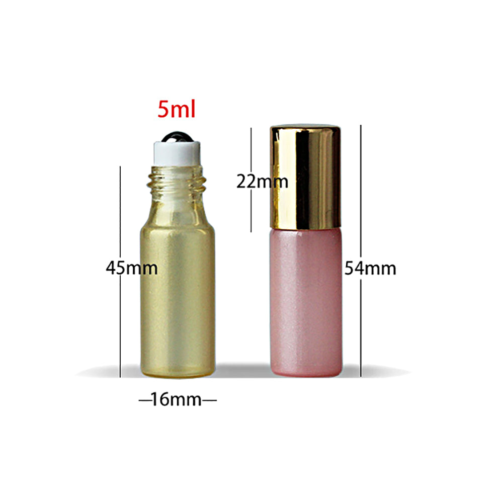 JAYWAYNE 6-Pack 5ml Rollerball Bottles with Gold Caps - Refillable Essential Oil Bottles for DIY Perfume, Aromatherapy, Skincare (6 Colors)
