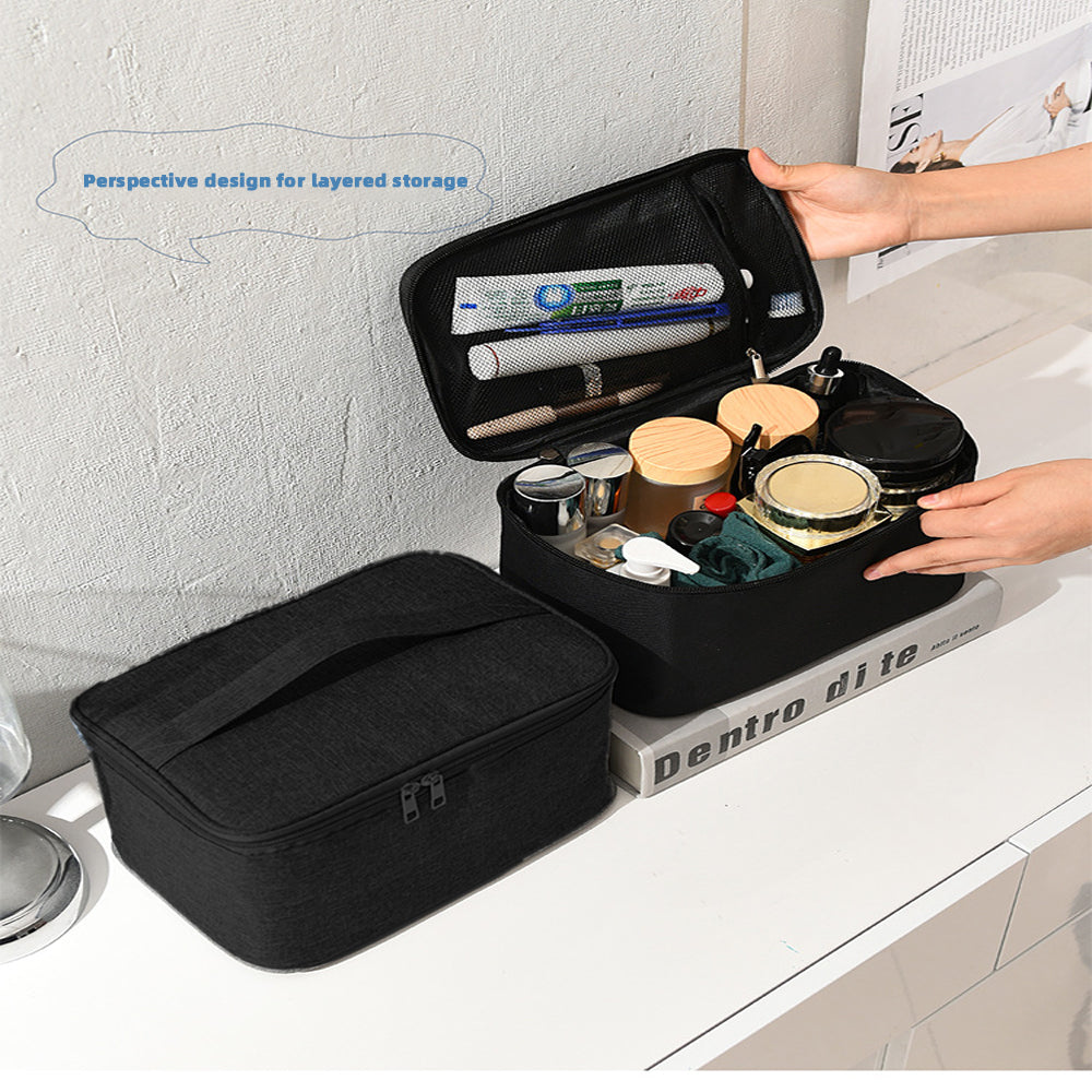 JAYWAYNE Large Capacity Makeup Bag Toiletry Bag Makeup Case, 9.7"×6.5"×5.3" Organizer for Travel, Daily Use & Bathroom Storage