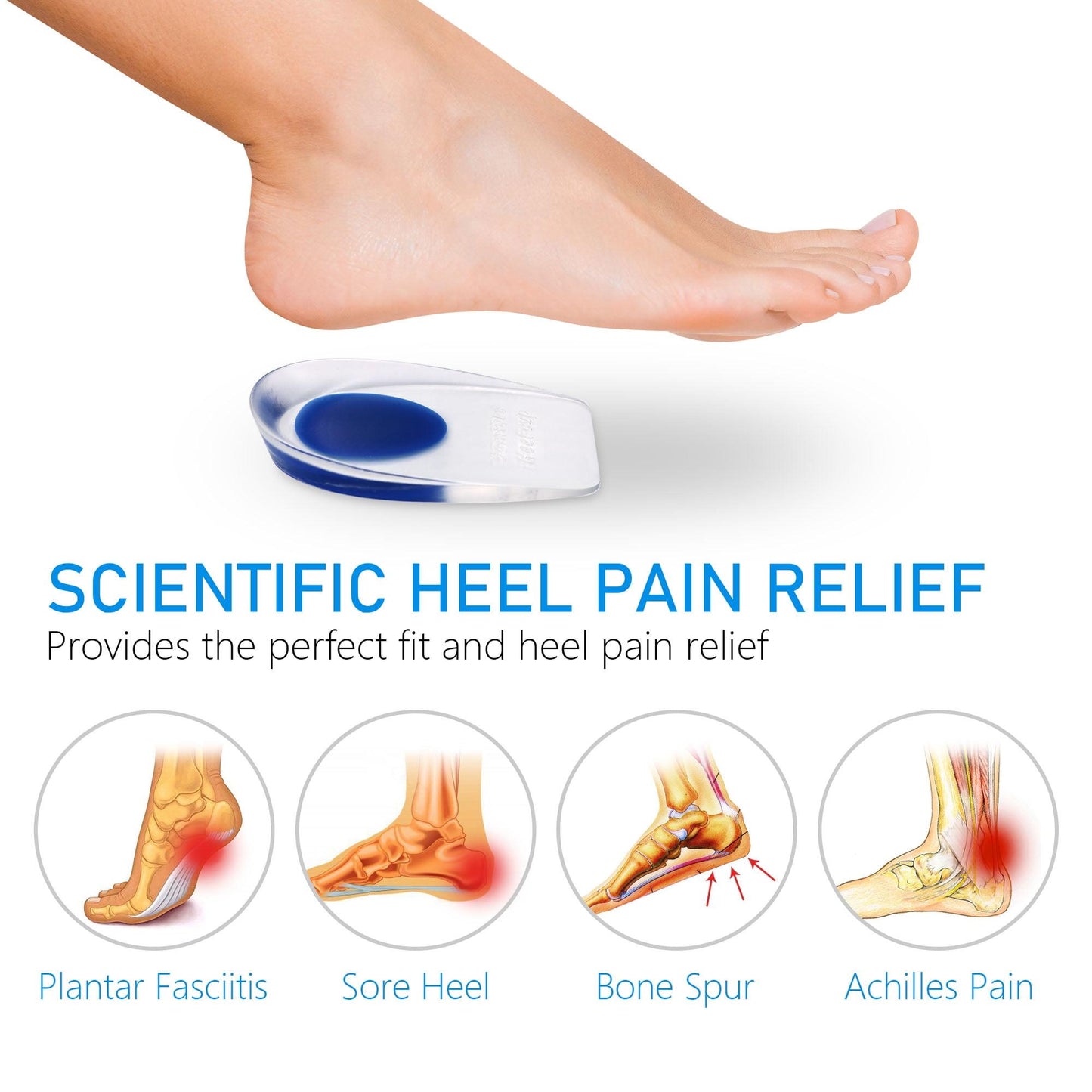 Gel Heel Cups Gel Heel Inserts Plantar Fasciitis Inserts Heel Gel Pads for Bone Spur & Achilles Pain Footwear Shoe(3 pairs) Insoles Comfort Parent