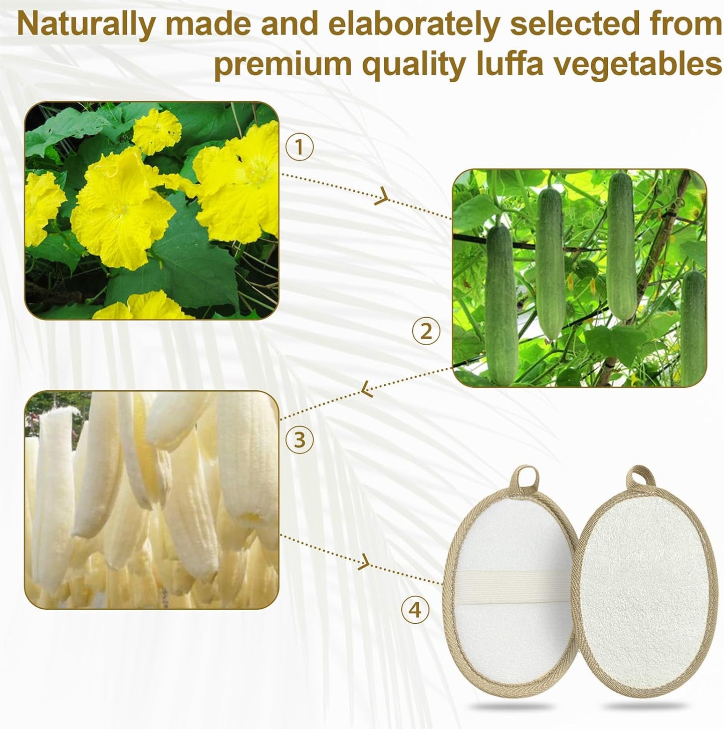 Dr.pedi Loofah Sponge, Large Exfoliating Body Scrubber for Shower, 100% Biodegradable Bath Sponge for Men and Women, Reusable for Dead Skin Removal - Beige