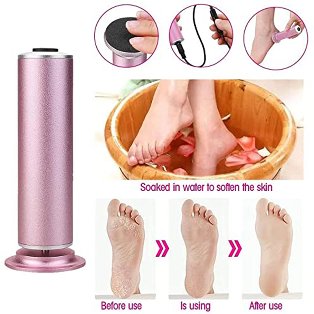 Dr.pedi Electric Callus Remover Rechargeable Pink, Foot File with 3 Replacement Pads & Built-in Switch, Pedicure Grinder for Dead Skin, Hard & Cracked Heels, Home Foot Care Essentials for Women & Men
