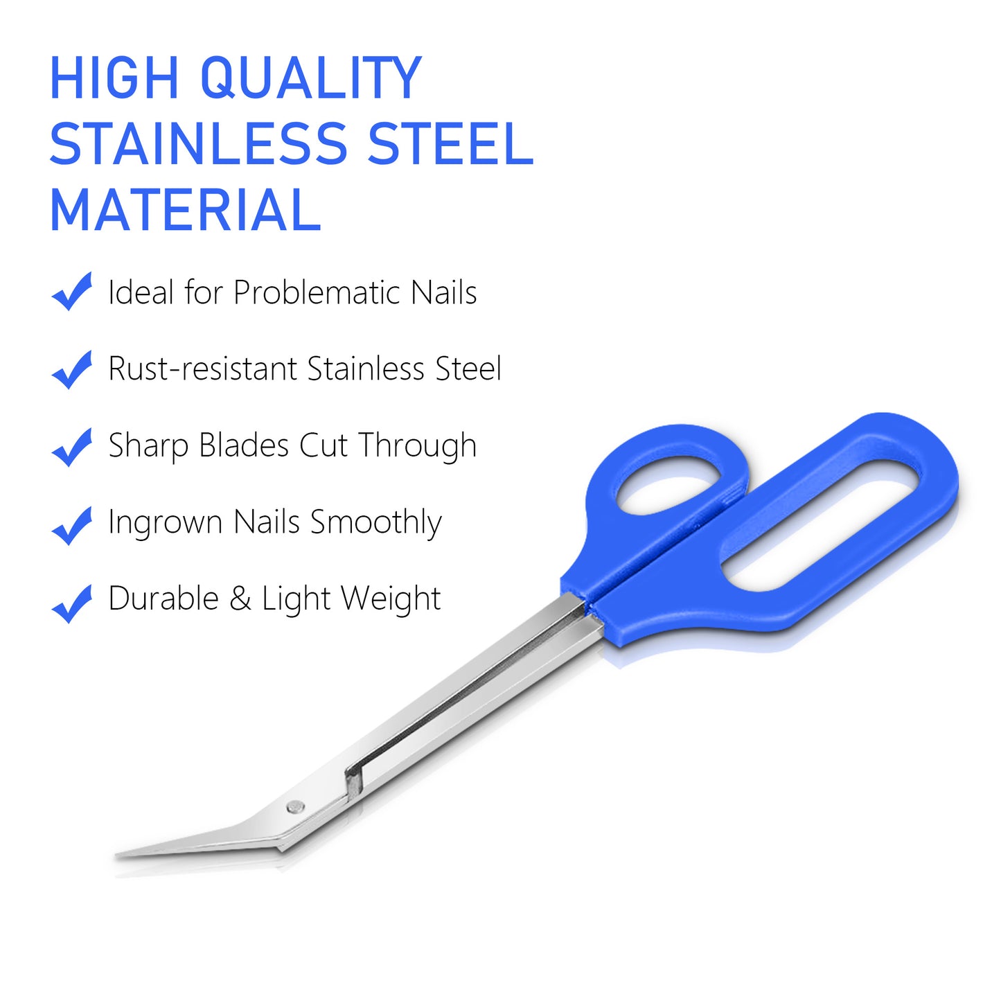 Dr.pedi Long Handle Toenail Scissors with Easy-Grip Handle, Professional Pedicure Tool for Seniors & Elderly, Ingrown & Thick Nail Clipper/Cutter, Manicure & Pedicure Stainless Steel Scissor Trimmer