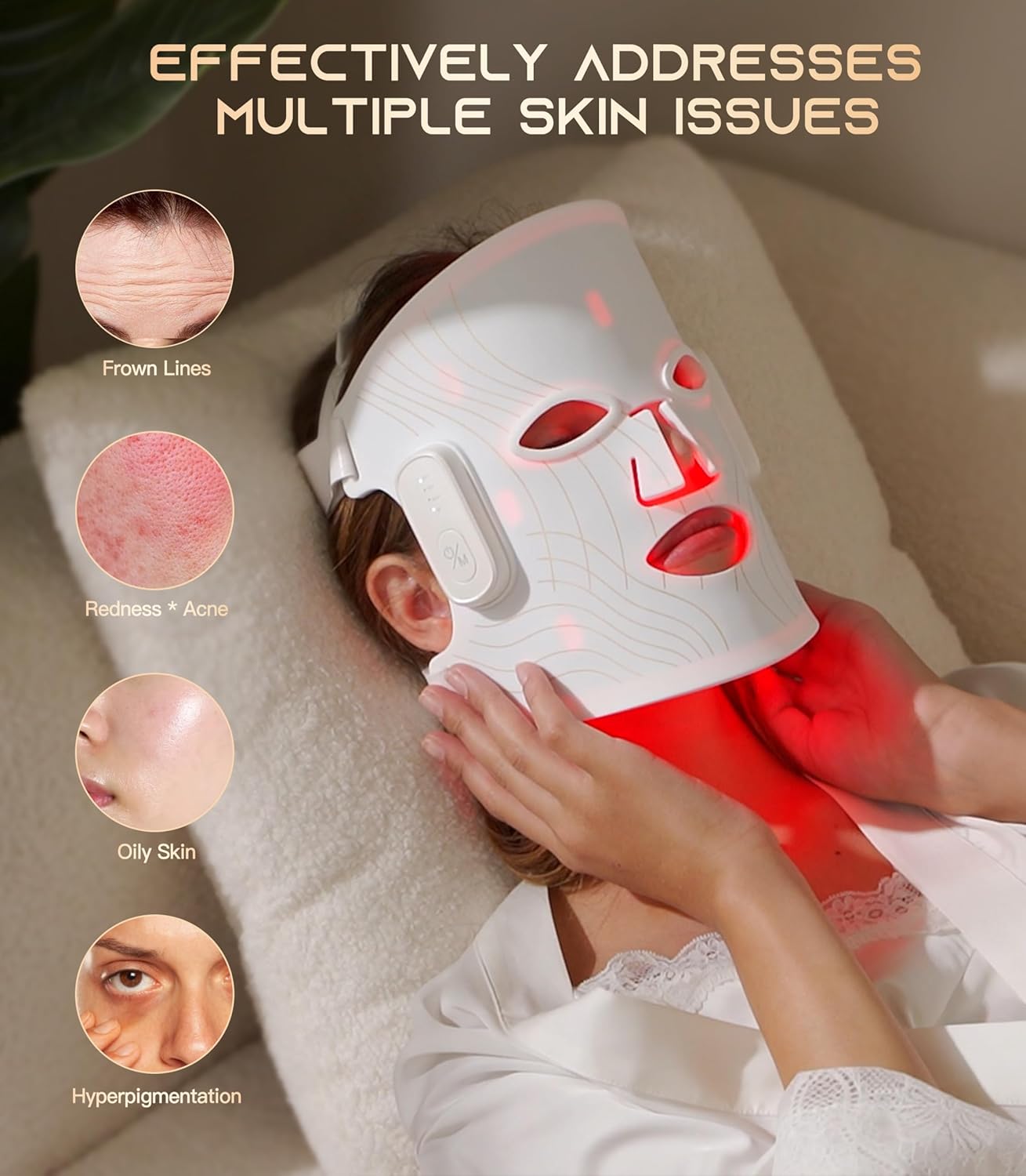 Dr.pedi Wireless LED Red Light Therapy Mask for Face, 5 Modes Near-Infrared Facial Care, 380-850nm Multi-Wavelength, Anti-Aging & Skin Rejuvenation, Rechargeable Light Therapy for Women & Men
