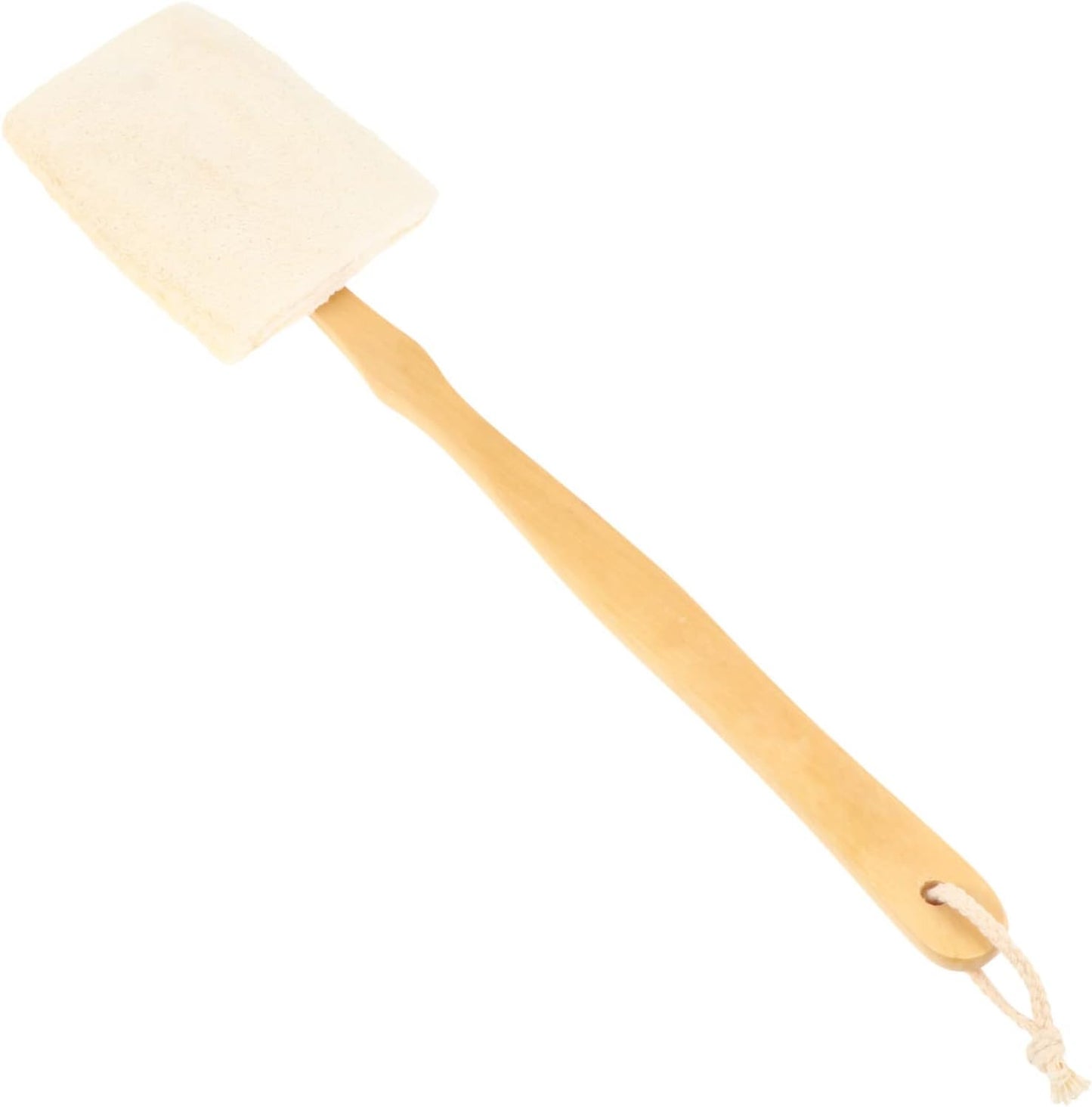 Dr.pedi Long Handle Back Scrubber, Exfoliating Body Scrub Brush with Natural Loofah on a Stick for Men and Women, Reusable Bath Brush for Smooth Skin