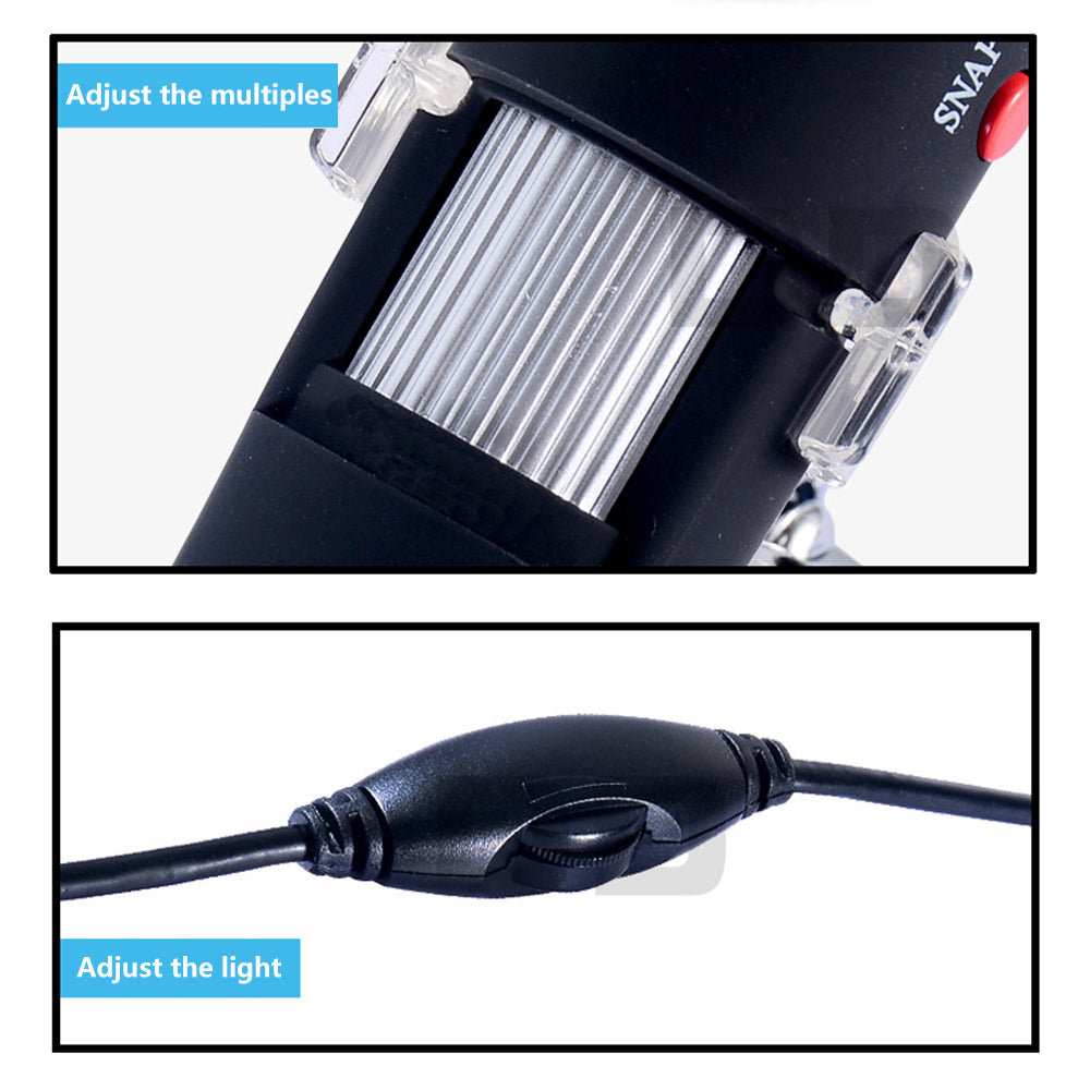 JAYWAYNE 1000X USB Digital Microscope, 40X-1000X Magnification Endoscope Camera with 8 LED Lights, Metal Stand, Compatible with PC Windows Mac Android for Coin Circuit Board Inspection