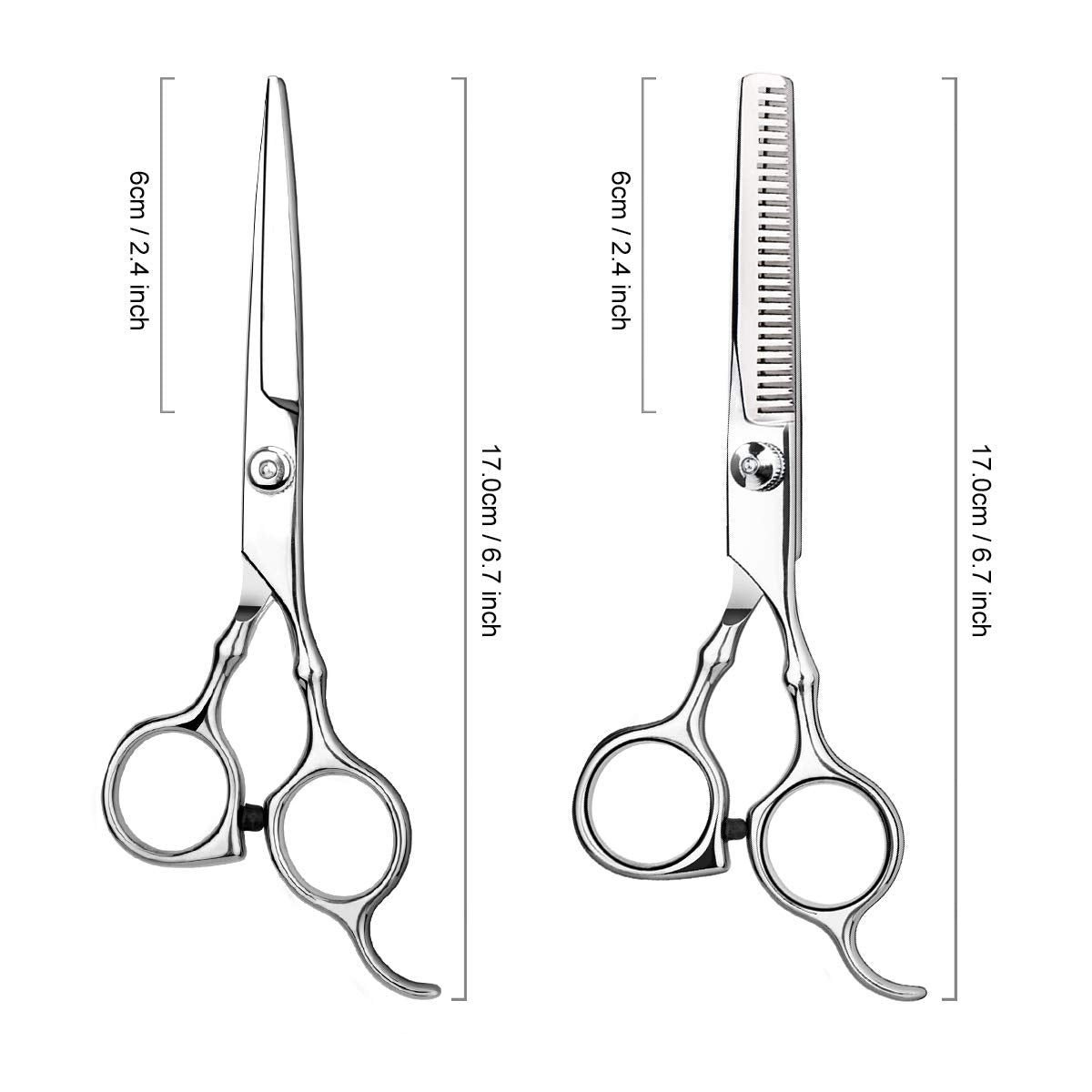 JAYWAYNE Professional Hair Cutting Scissors Set with Thinning Shears for Hair Cutting, 6.7 Inch Hair Scissors Kit for Home Salon, Barber, Hairdresser Grooming