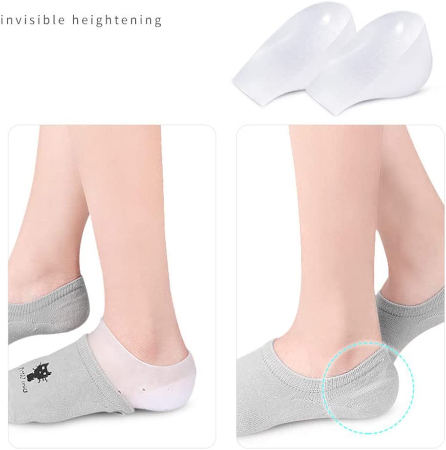 Dr.pedi 2.5cm Clear Silicone Heel Lifts for Height Increase - Invisible Shoe Inserts for Men & Women, Comfortable & Discreet Lift Insoles (1 Pair, 2.5cm/1 inch)