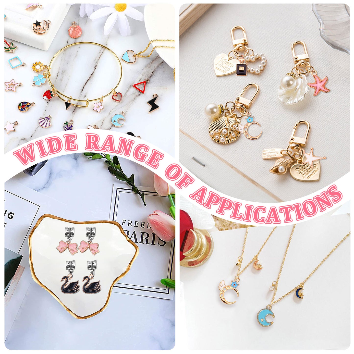 JAYWAYNE Wholesale Bulk Charms Kit – 100pcs Vibrant Gold Enamel Charms for Endless Creativity