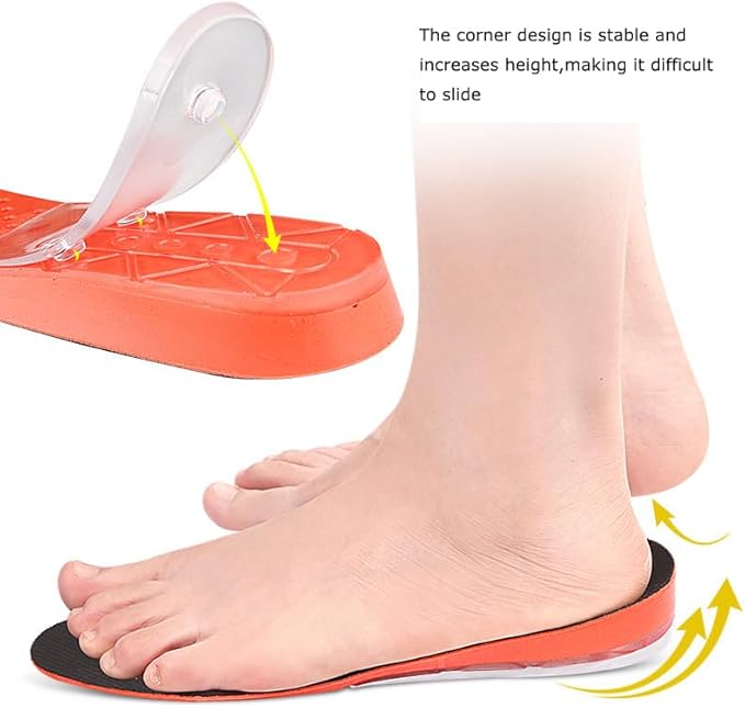 JAYWAYNE 2-Layer Gel Heel Insoles for Height Increase - Adjustable Self-Adhesive Soft Shock-Absorbing Wedge Shoe Inserts for Leg Length Difference & Comfort (2.6cm Lift, Black)