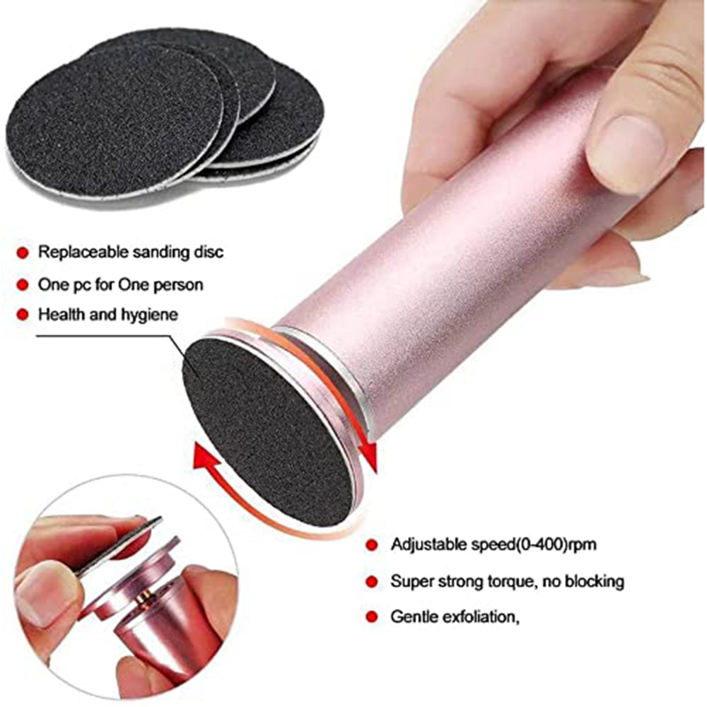 Dr.pedi Electric Callus Remover Rechargeable Pink, Foot File with 3 Replacement Pads & Built-in Switch, Pedicure Grinder for Dead Skin, Hard & Cracked Heels, Home Foot Care Essentials for Women & Men
