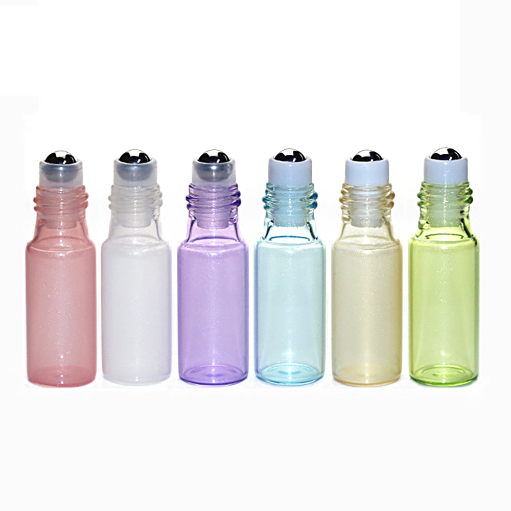JAYWAYNE 6-Pack 5ml Rollerball Bottles with Gold Caps - Refillable Essential Oil Bottles for DIY Perfume, Aromatherapy, Skincare (6 Colors)