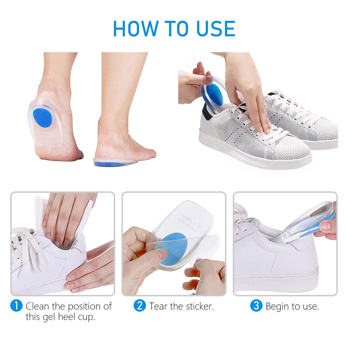 Gel Heel Cups Gel Heel Inserts Plantar Fasciitis Inserts Heel Gel Pads for Bone Spur & Achilles Pain Footwear Shoe(3 pairs) Insoles Comfort Parent