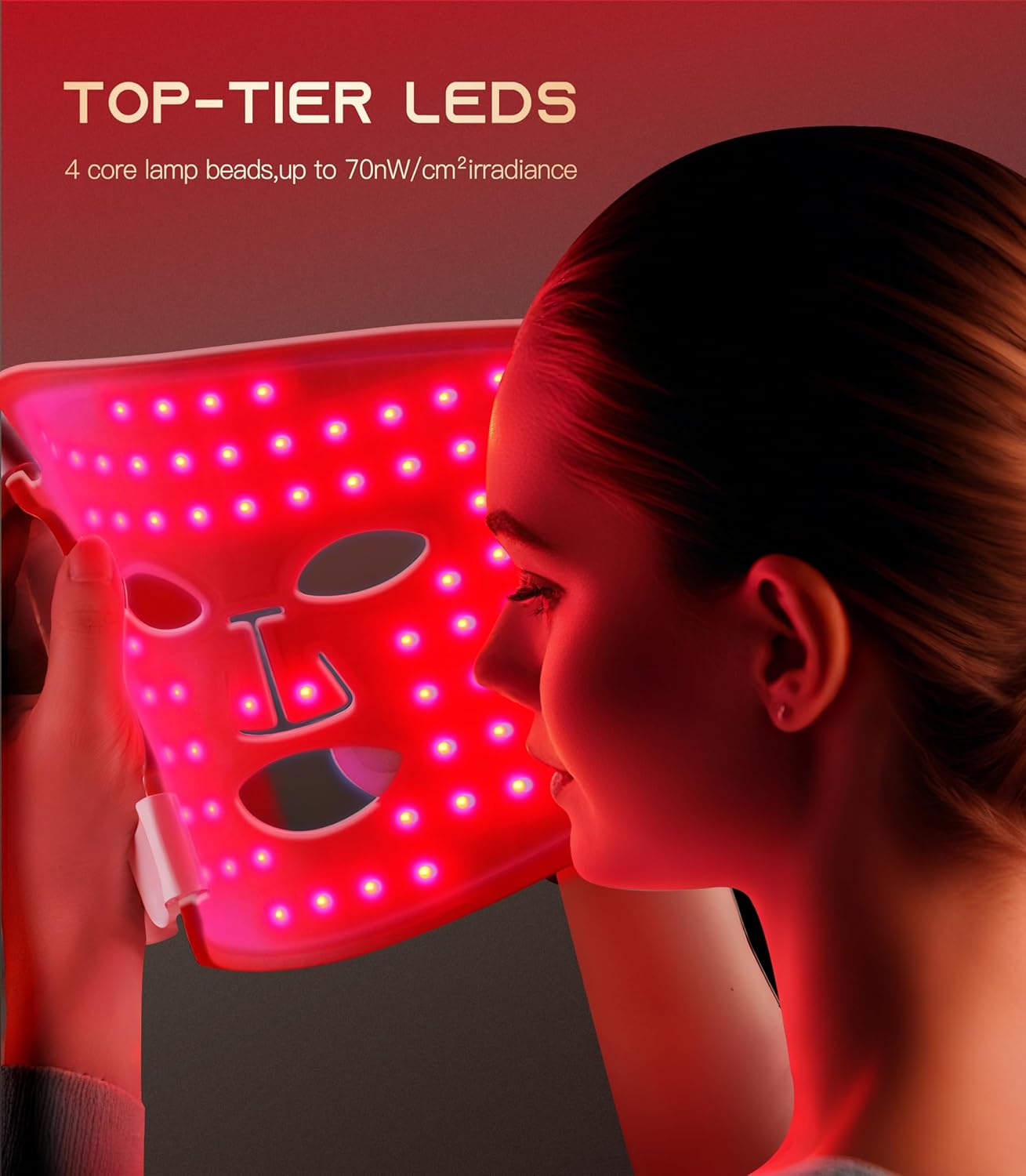 Dr.pedi Wireless LED Red Light Therapy Mask for Face, 5 Modes Near-Infrared Facial Care, 380-850nm Multi-Wavelength, Anti-Aging & Skin Rejuvenation, Rechargeable Light Therapy for Women & Men