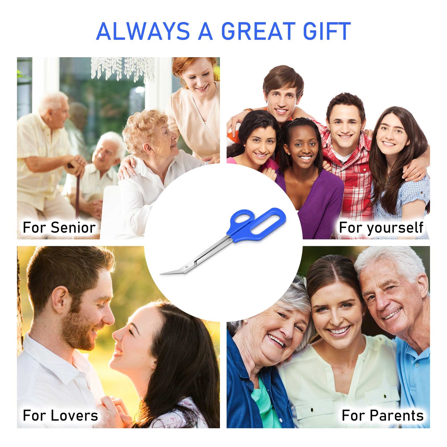 Dr.pedi Long Handle Toenail Scissors with Easy-Grip Handle, Professional Pedicure Tool for Seniors & Elderly, Ingrown & Thick Nail Clipper/Cutter, Manicure & Pedicure Stainless Steel Scissor Trimmer