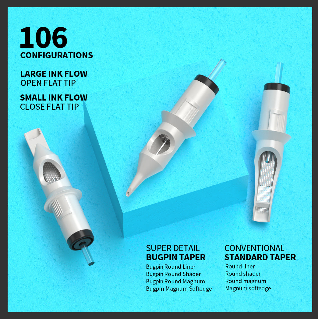 20Pcs Cartridge Tattoo Needles 1/3/5/7RL Disposable Sterilized Safety Tattoo Needle for Cartridge Machines Grips