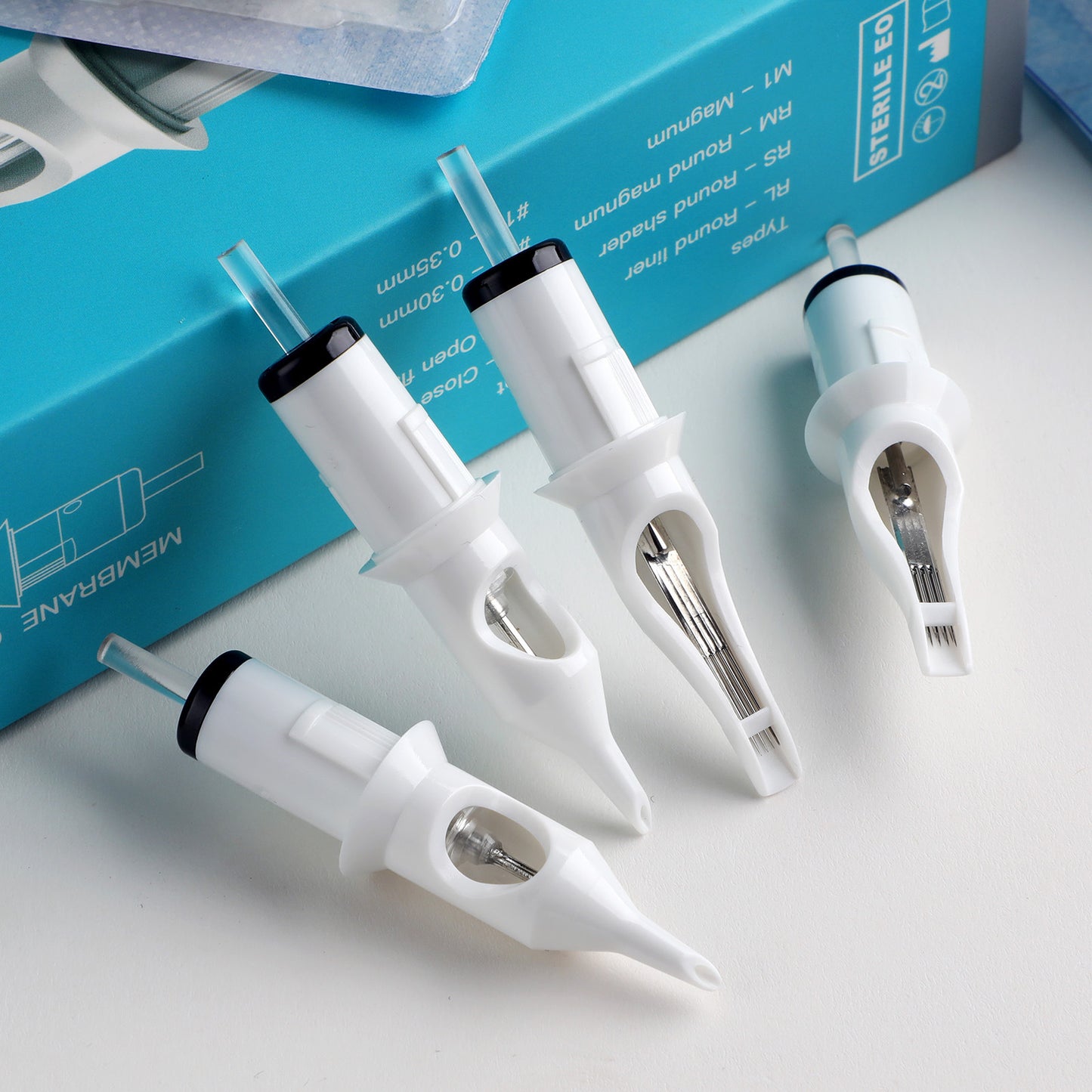 20Pcs Cartridge Tattoo Needles 1/3/5/7RL Disposable Sterilized Safety Tattoo Needle for Cartridge Machines Grips