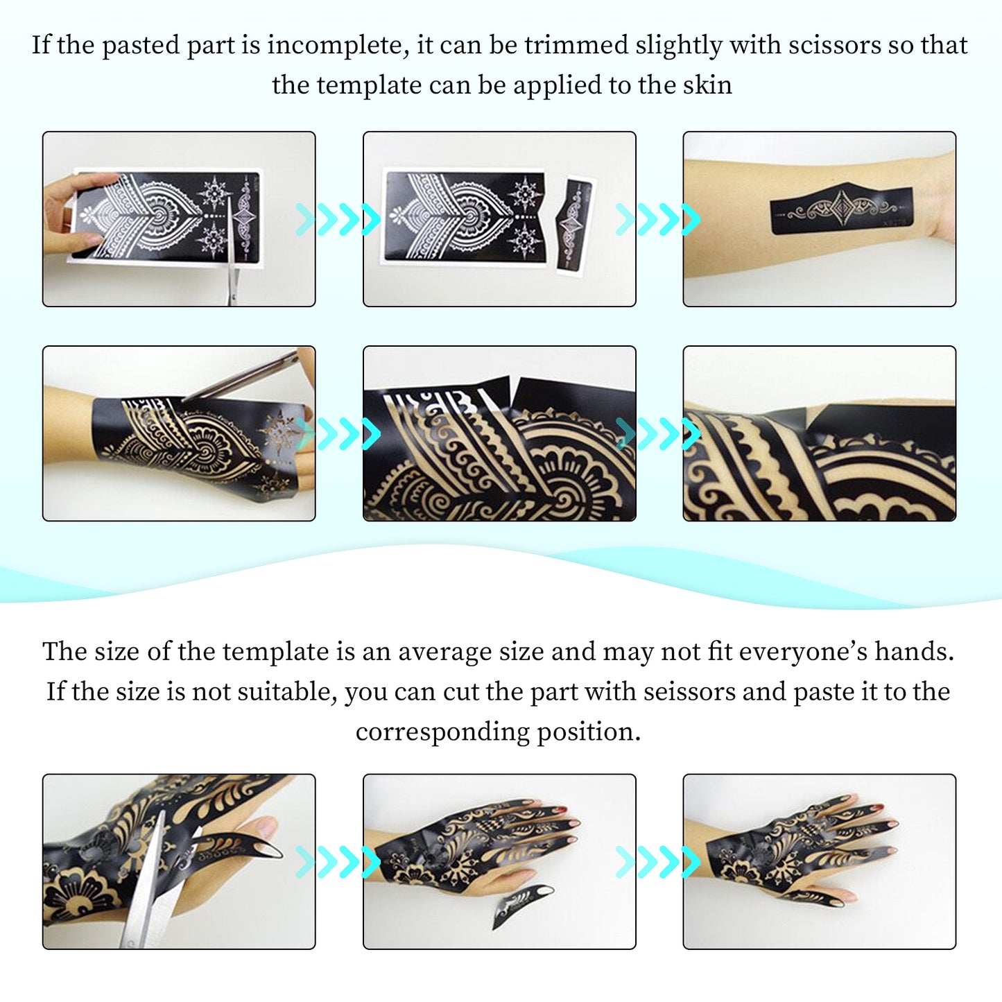 Henna Stencils, 8 Pcs Henna Tattoo Stencil, Mehndi Henna Tattoo Sticker for Indian Body Art Teen Girl DIY Semi Permanent Makeup Tool