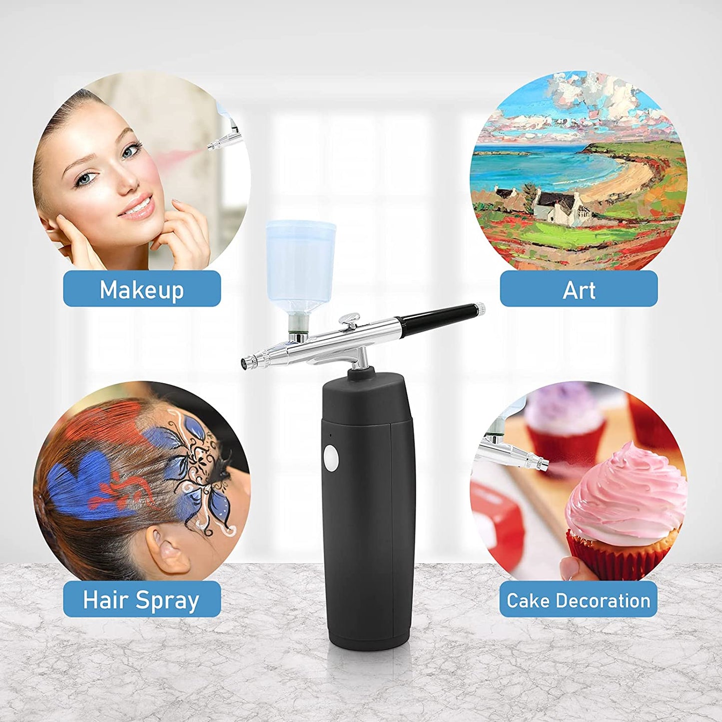 Airbrush Makeup Machine with Compressor Handheld Airbrush Kit Rechargeable for Travel in Beauty Cosmetic Skin Care Tattoos Manicure Body Painting