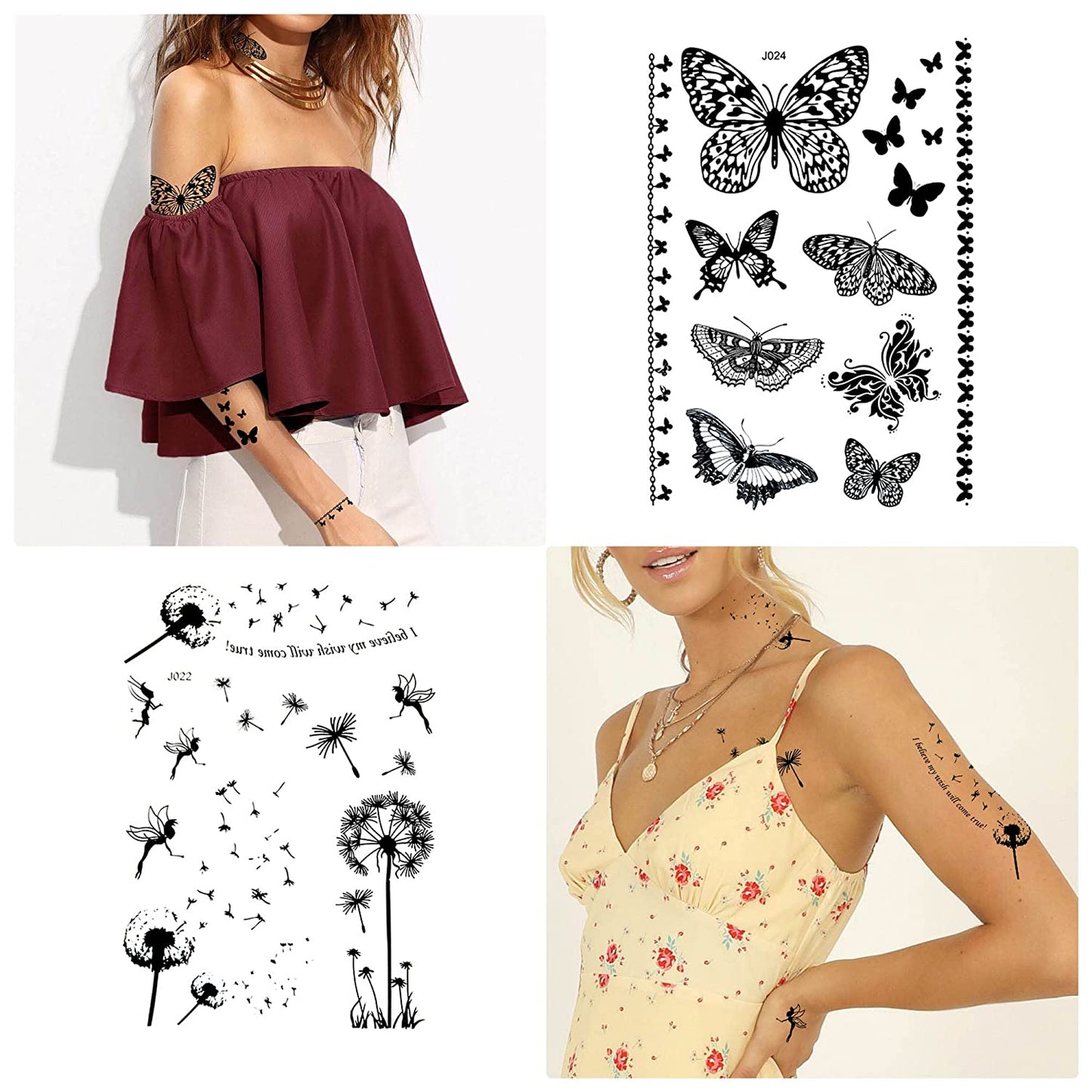 Temporary Tattoos for Women 6 Pack Fake Tattoos That Look Real and Last Long Fake Tattoos for Adults Women & Girls Metallic Black Lace Body Art Large Big Arm