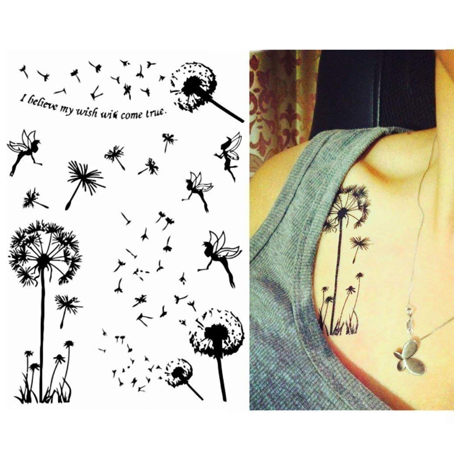 Temporary Tattoos for Women 6 Pack Fake Tattoos That Look Real and Last Long Fake Tattoos for Adults Women & Girls Metallic Black Lace Body Art Large Big Arm