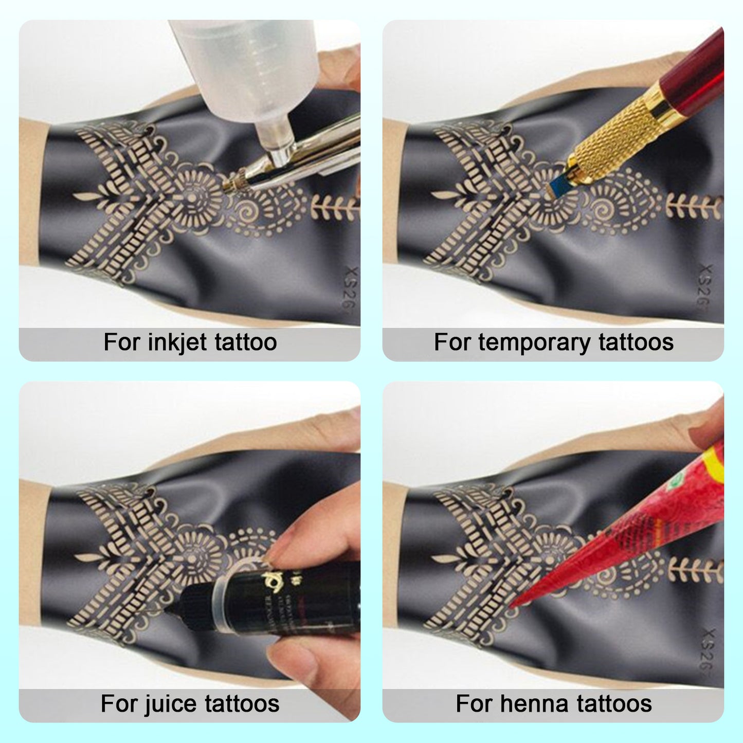 Henna Stencils, 8 Pcs Henna Tattoo Stencil, Mehndi Henna Tattoo Sticker for Indian Body Art Teen Girl DIY Semi Permanent Makeup Tool