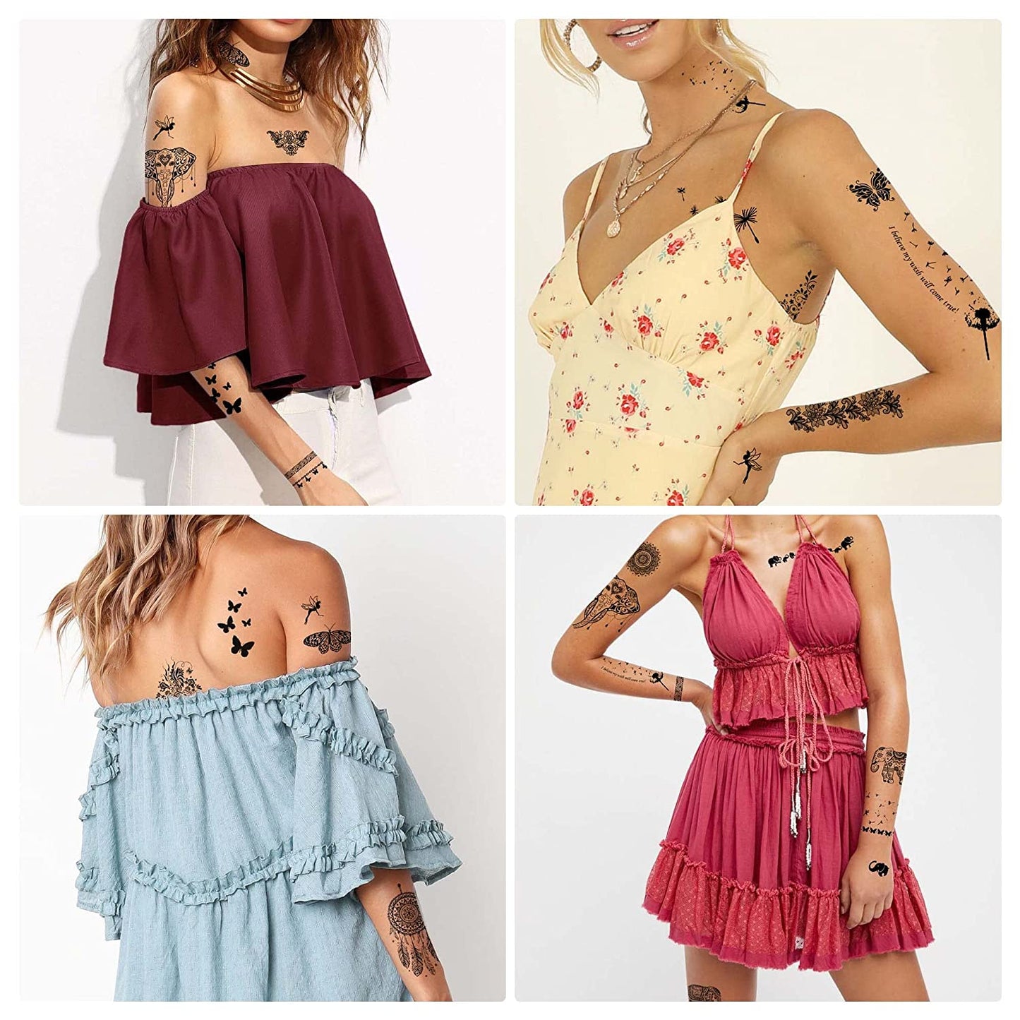 Temporary Tattoos for Women 6 Pack Fake Tattoos That Look Real and Last Long Fake Tattoos for Adults Women & Girls Metallic Black Lace Body Art Large Big Arm