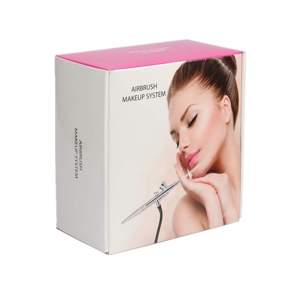 Airbrush Makeup Set Air Brush Kit for Face Paint with Mini Compressor 0.4mm Needle and Nozzle Nail Body Paint SP16 (RED)