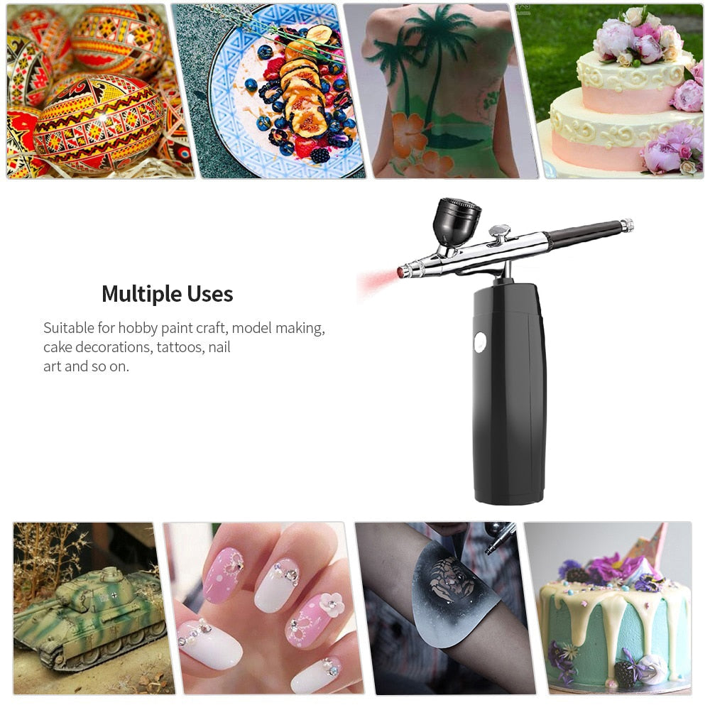 Wireless Airbrush Set Small Spray Pump Pen Set Air Compressor Kit for Art Painting Tattoo Craft Cake Spray Model Rechargeable