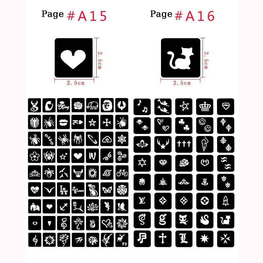 Temporary Tattoo Stencils For Body Art Henna Templates Stickers Glitter Tattoo Templates Book For Painting Drawing Airbrush Painting