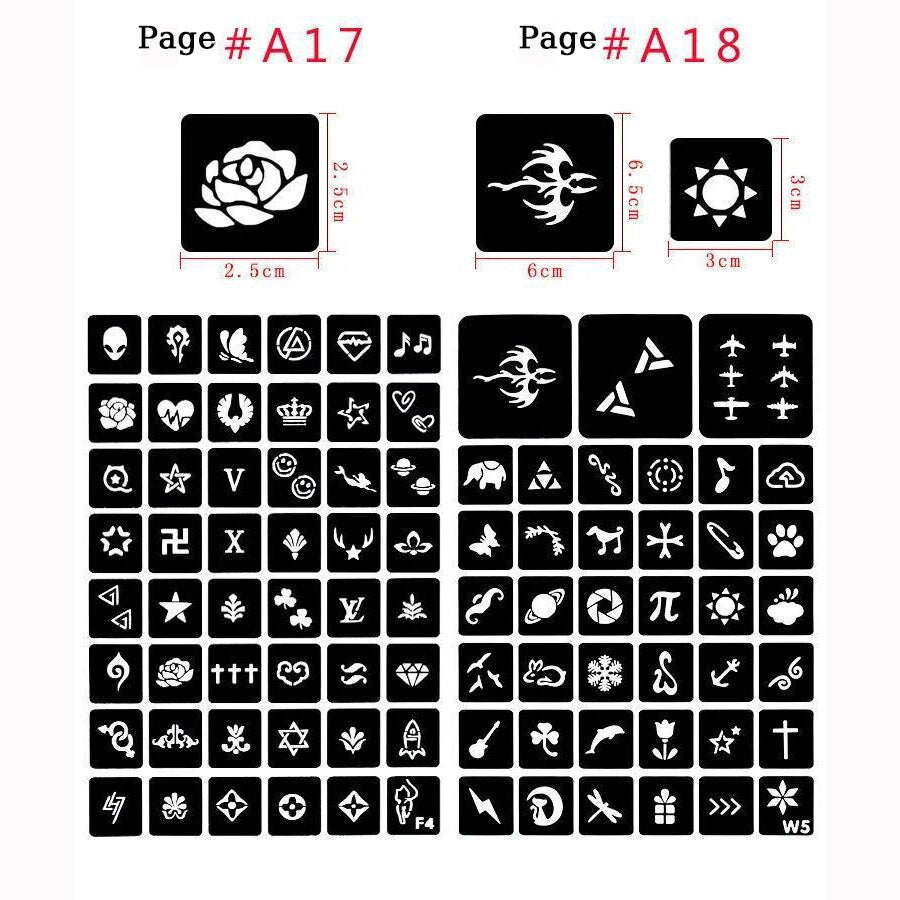 Temporary Tattoo Stencils For Body Art Henna Templates Stickers Glitter Tattoo Templates Book For Painting Drawing Airbrush Painting