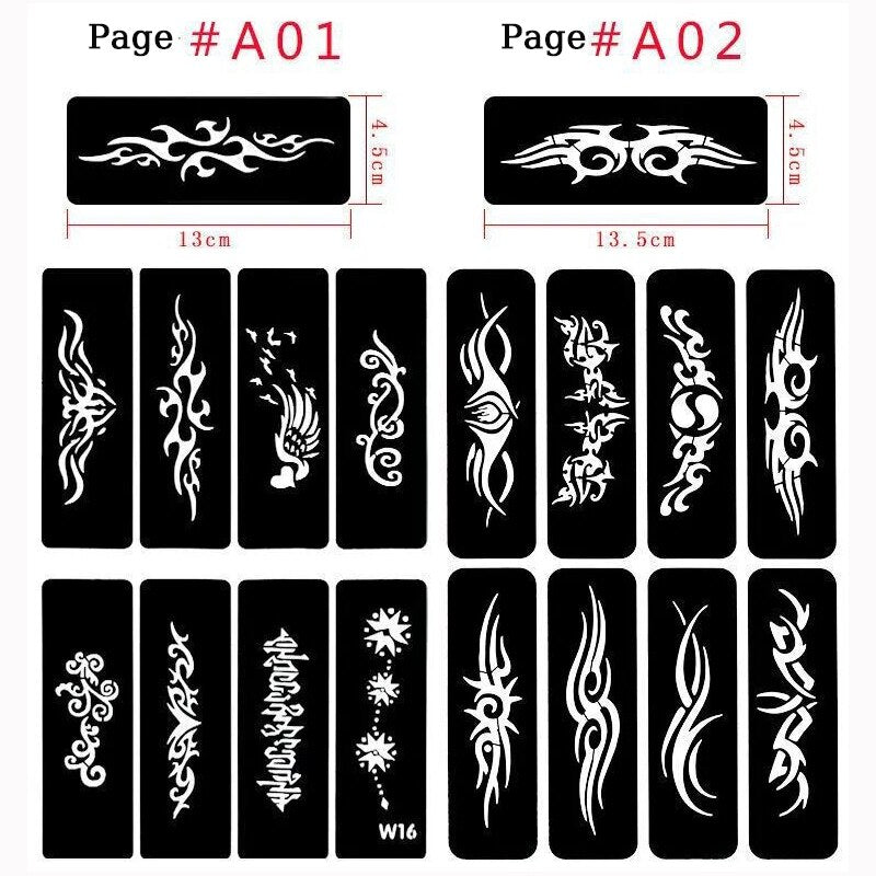Temporary Tattoo Stencils For Body Art Henna Templates Stickers Glitter Tattoo Templates Book For Painting Drawing Airbrush Painting