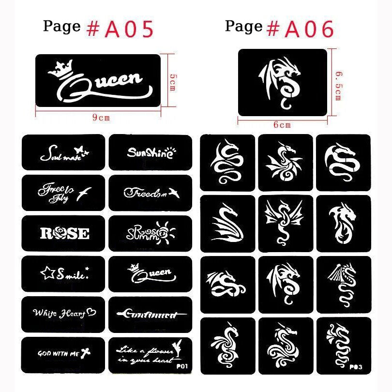 Temporary Tattoo Stencils For Body Art Henna Templates Stickers Glitter Tattoo Templates Book For Painting Drawing Airbrush Painting