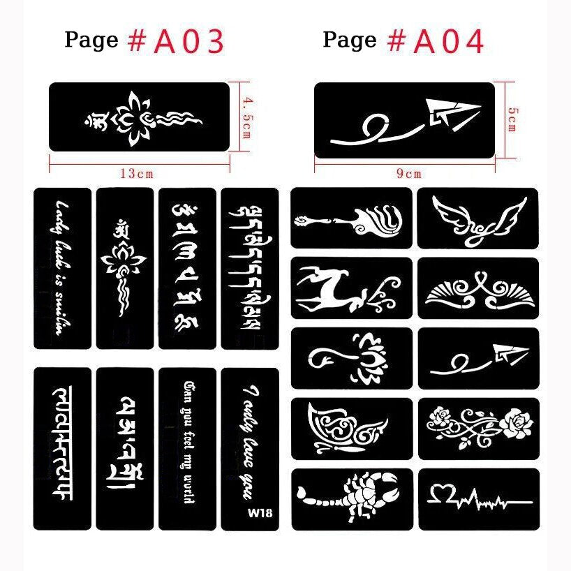 Temporary Tattoo Stencils For Body Art Henna Templates Stickers Glitter Tattoo Templates Book For Painting Drawing Airbrush Painting